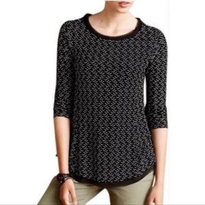 Anthropologie Postmark Textured Top Frayed Hem Black Sz XS
